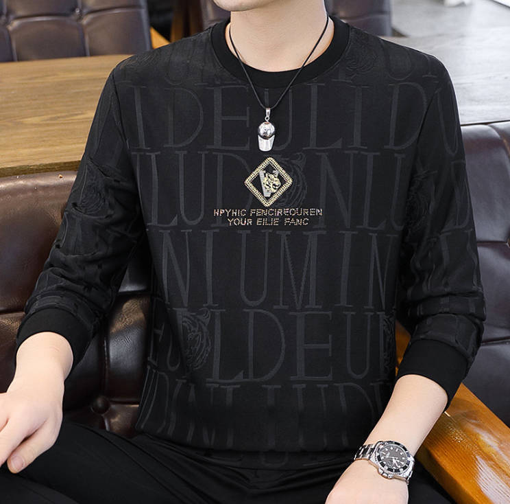 Men's Premium Rhinestone Round Neck Top