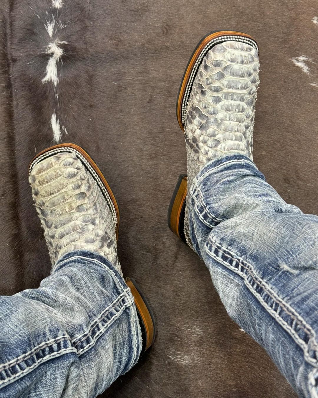 Bone Crocodile Leather Boots