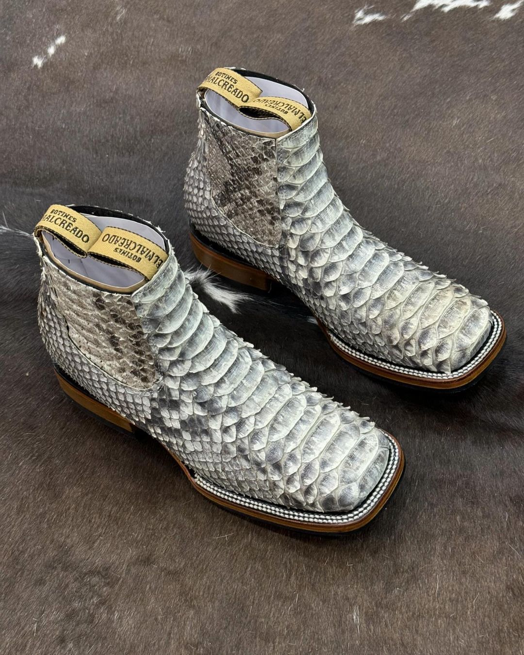 Bone Crocodile Leather Boots