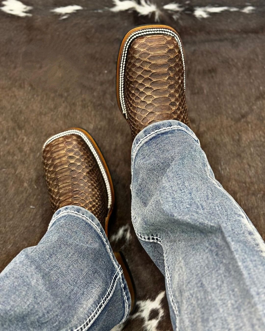 Bone Crocodile Leather Boots