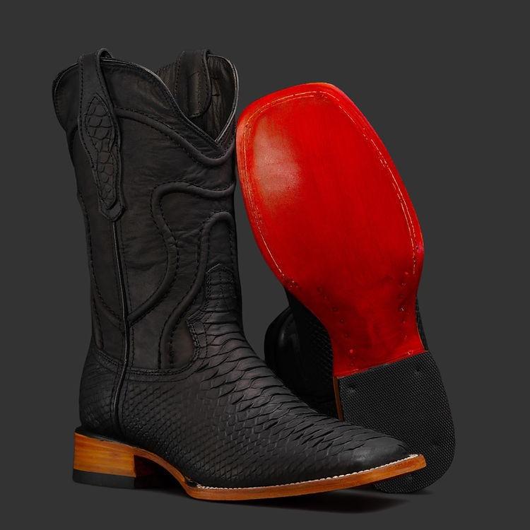Matte Black Square Toe Python (⏰Free Shipping)