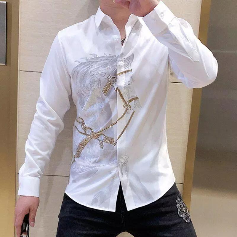 Men's Luxury Shirts Slim Fit Casual Animal Horse