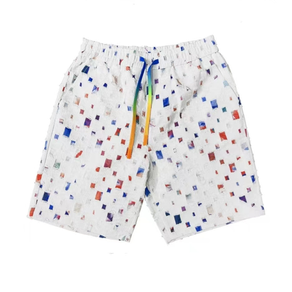 Ripped Color Block Soft Shorts