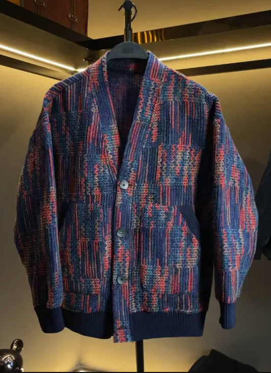 Textured Indigo Cardigan