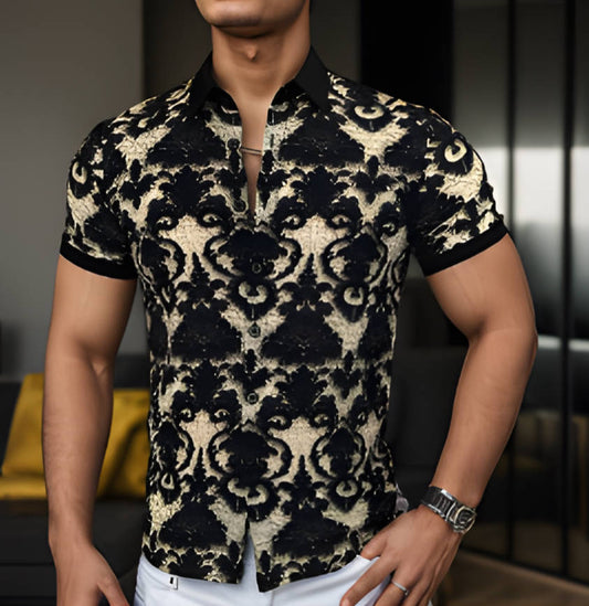 Men's Ice Silk Casual Floral Shirt