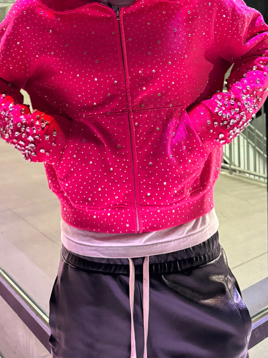 Rhinestone Sparkle Hooded Sweatshirt Coat （⏰Free Shipping）