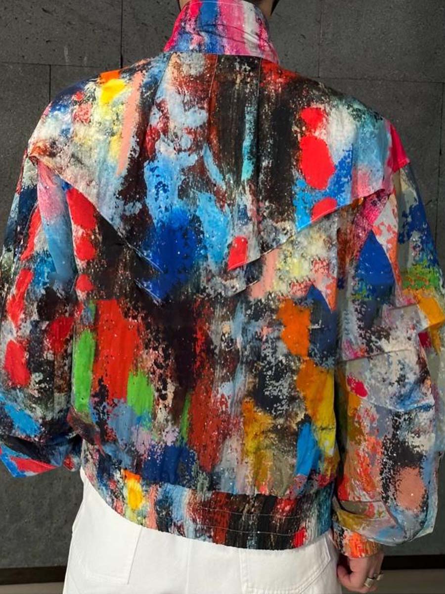 Men's Printed Loose Long Sleeve Sunscreen Zipper Jacket