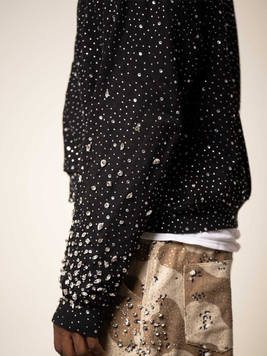 Rhinestone Sparkle Hooded Sweatshirt Coat （⏰Free Shipping）