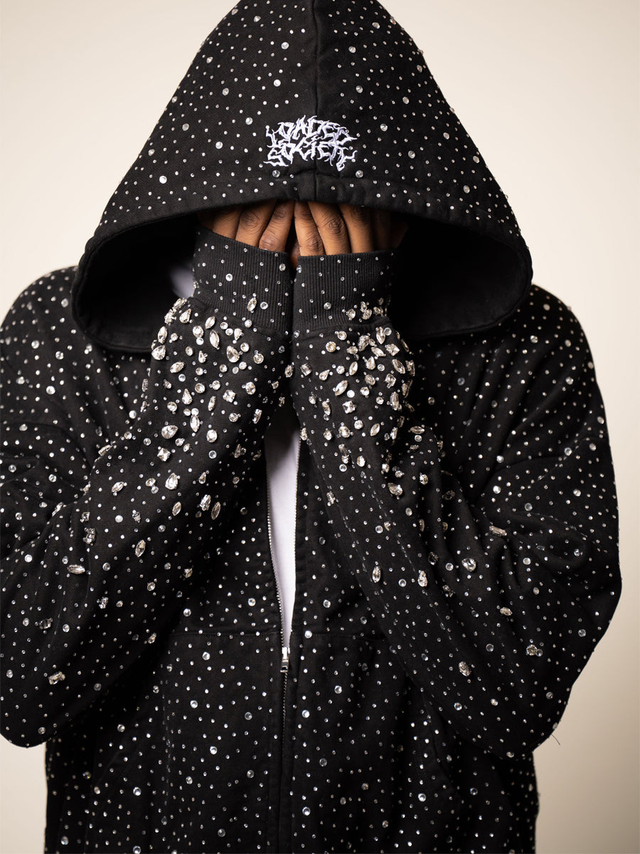 Rhinestone Sparkle Hooded Sweatshirt Coat （⏰Free Shipping）