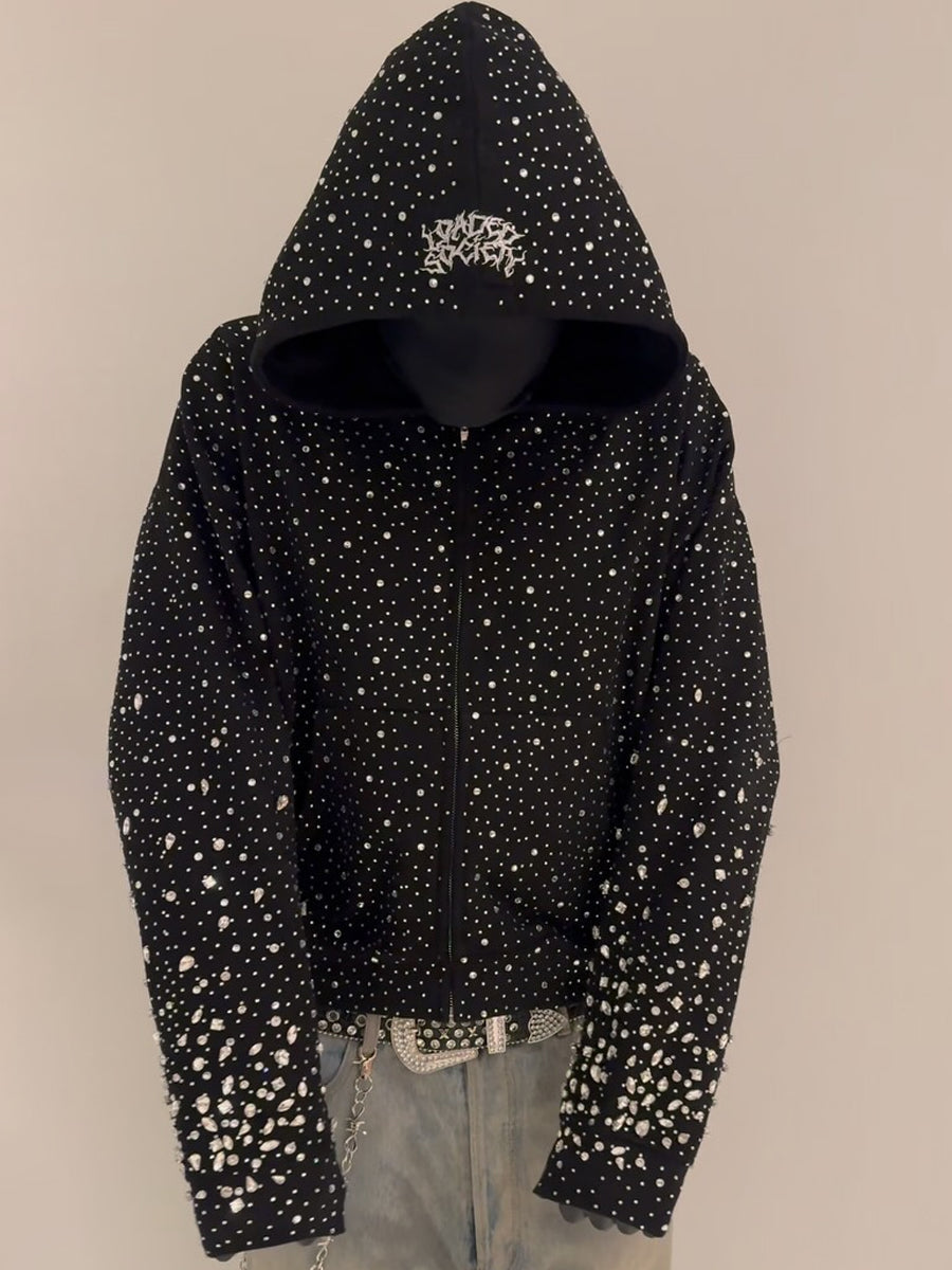 Rhinestone Sparkle Hooded Sweatshirt Coat （⏰Free Shipping）