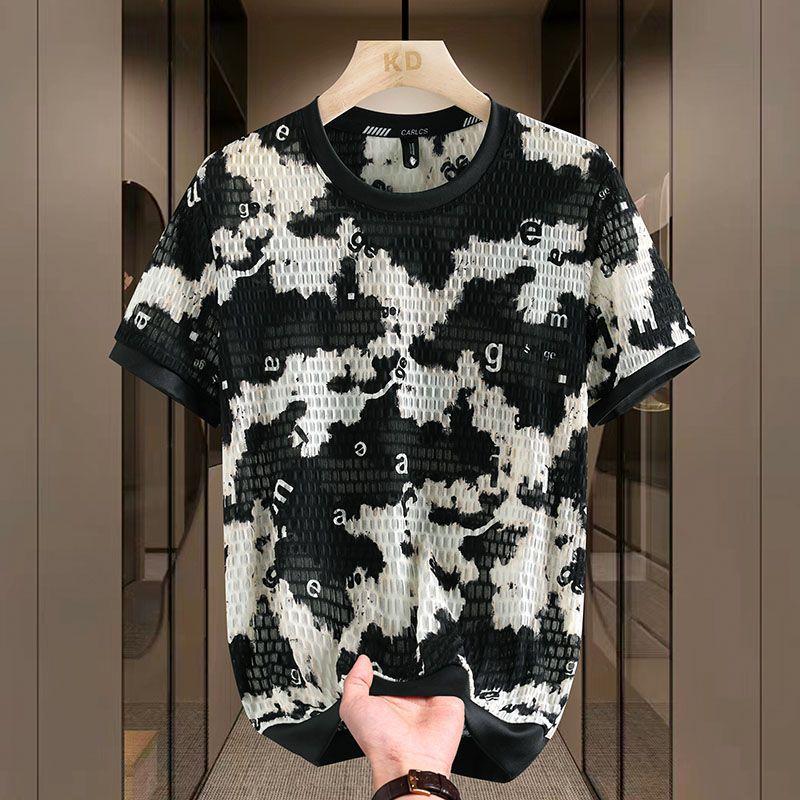 Men's Summer Cow Pattern Ice Silk T-shirt