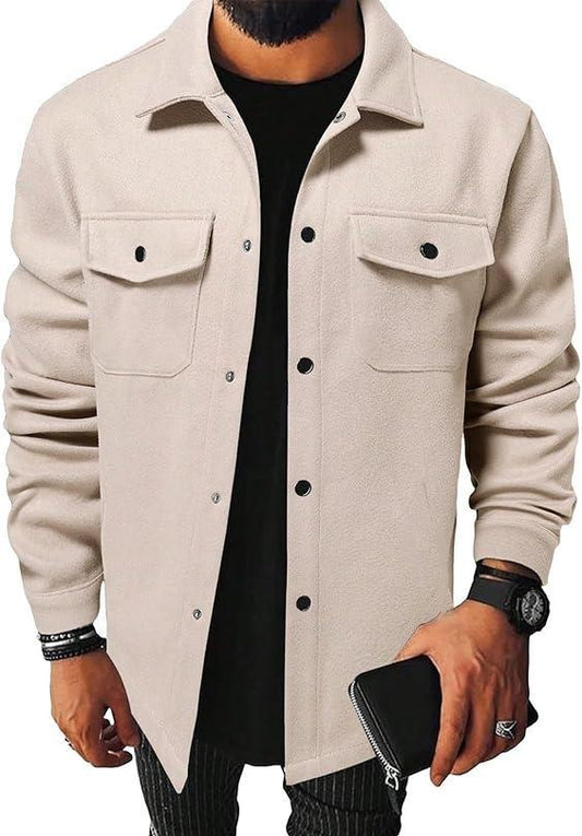 Men's Casual Long Sleeve Lapel Button Front Jackets