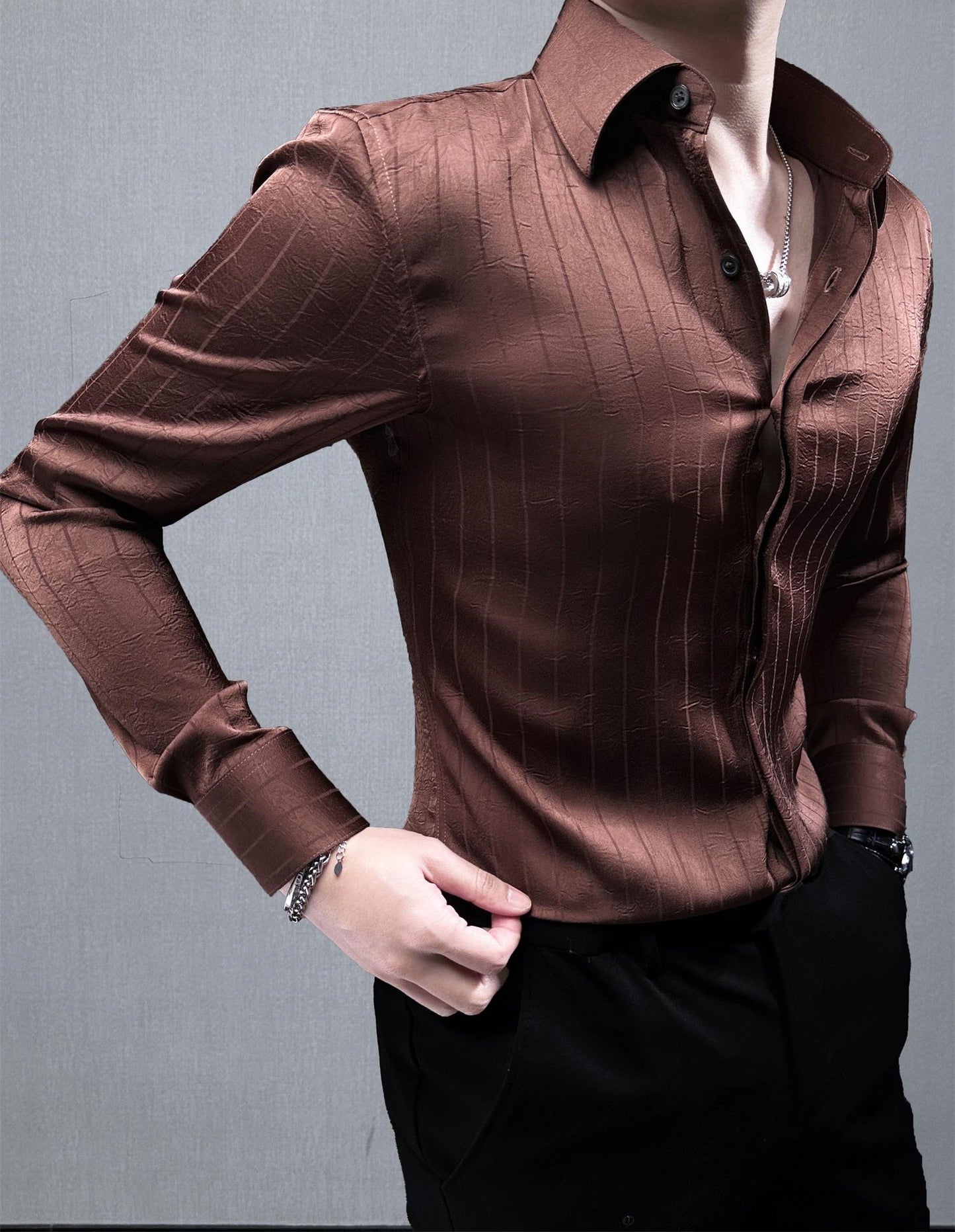 Men's Dusky Pleat Stripe Shirt