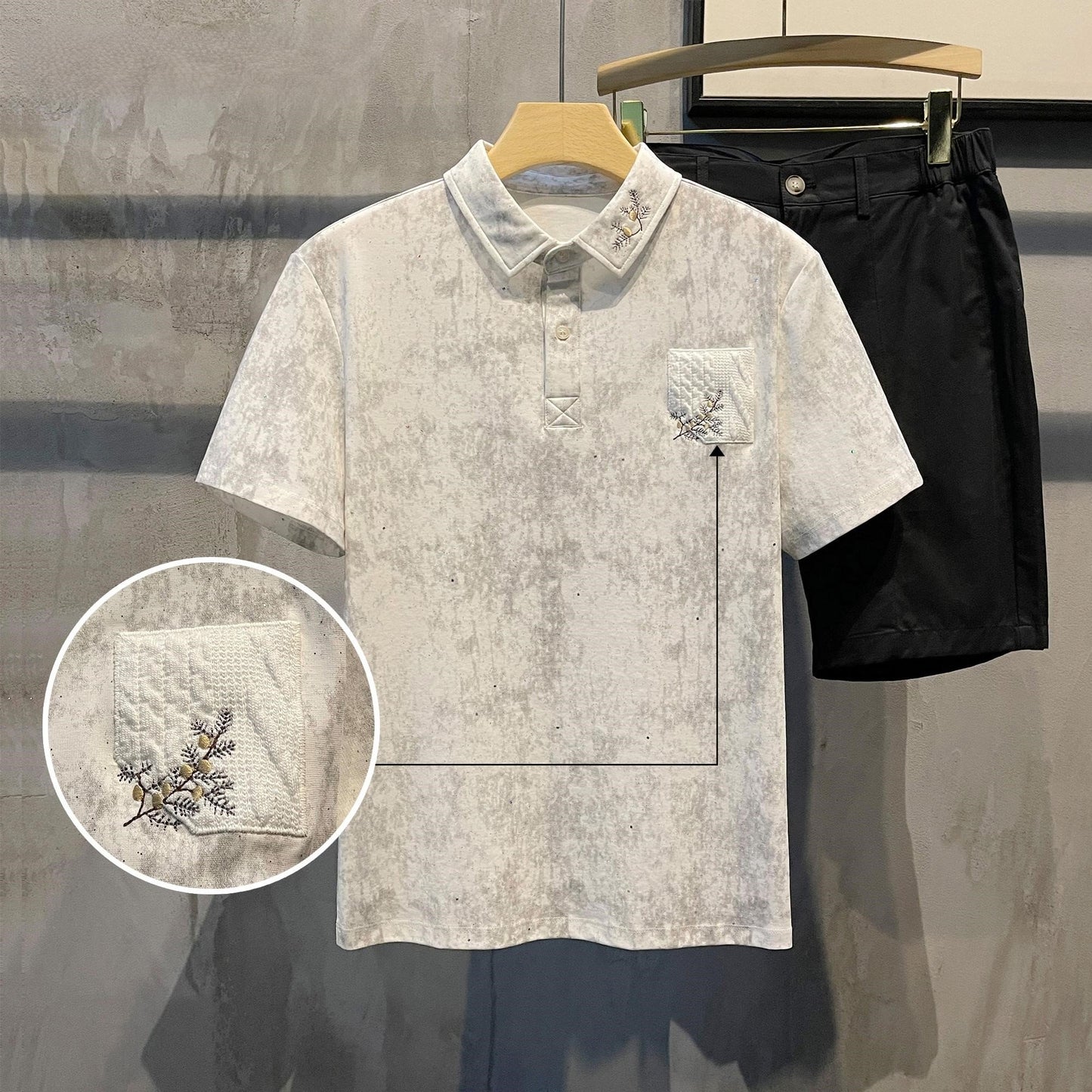 Slim-Fit Breathable Embroidered Lapel Polo Shirt