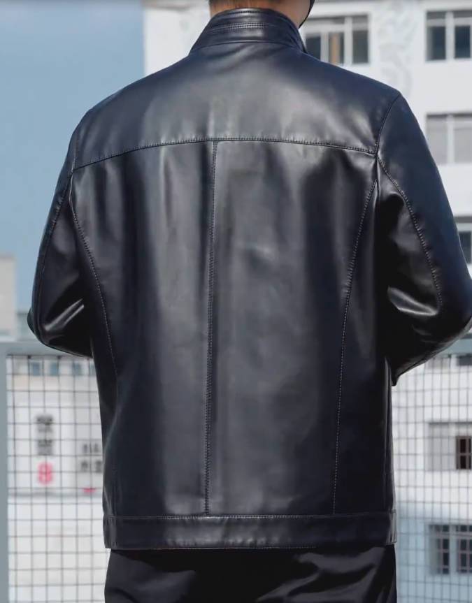 Men's Pattern Lined Leather Jacket