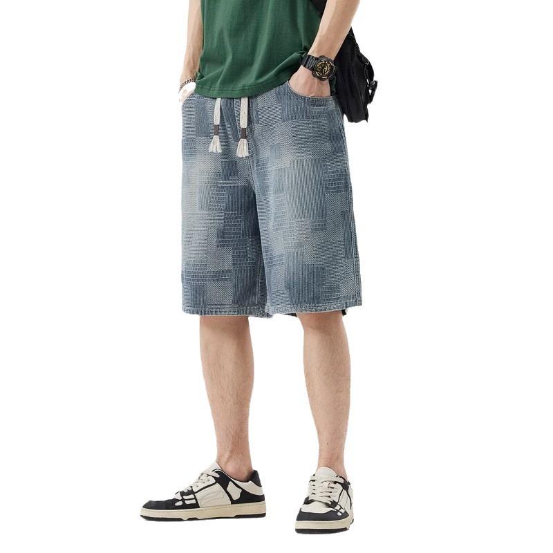 Men's trendy loose denim shorts