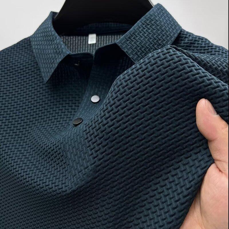 Mesh ice silk t-shirt light luxury polo shirt