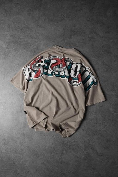 Men's Snake-Print Special Washed Fabric Oversized T-Shirt