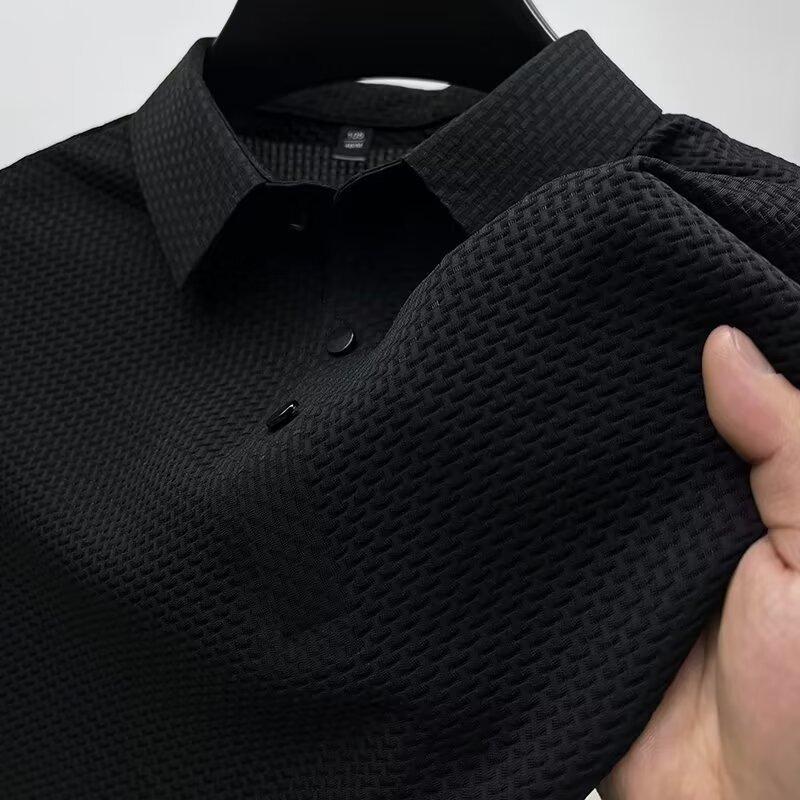 Mesh ice silk t-shirt light luxury polo shirt