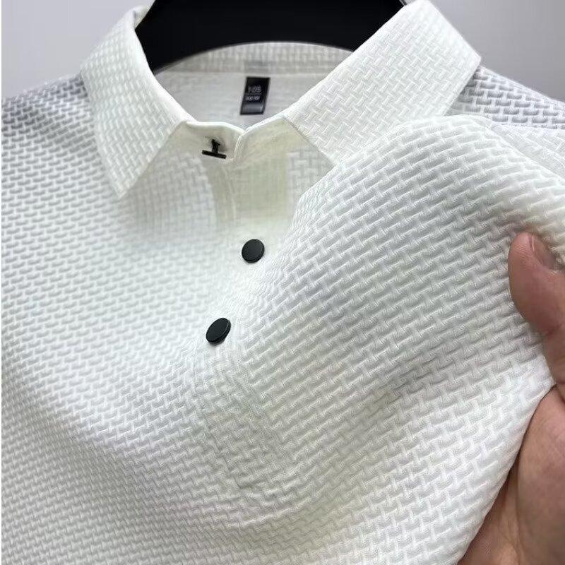 Mesh ice silk t-shirt light luxury polo shirt