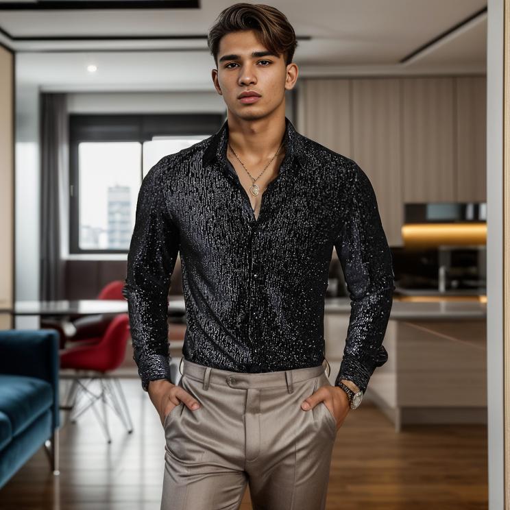 Luxury Elegant Men's Long Sleeve Casual Shirt