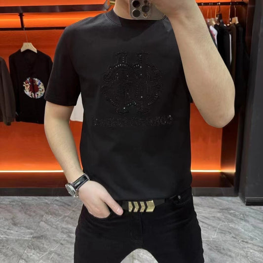 Men's casual rhinestone T-shirt